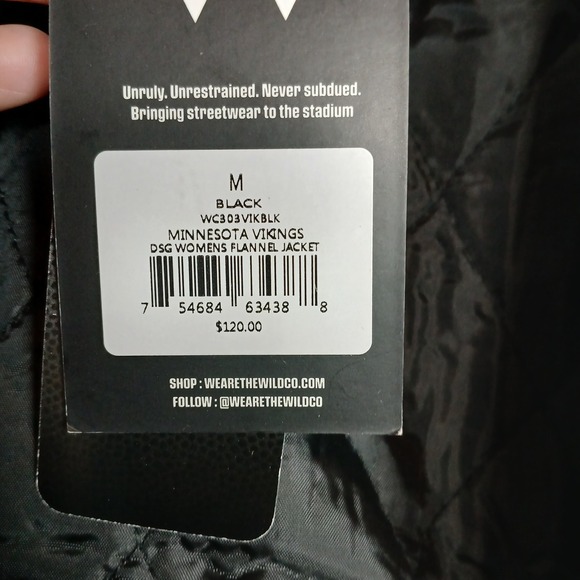 NWT Minnesota Vikings NFL Jacket Men's Medium Grey Plaid Full Zip Embroidered - Picture 4 of 8